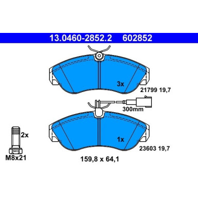 ATE Bremsbelagsatz, Scheibenbremse 13.0460-2852.2 ATE Bremsbelagsatz, Scheibenbremse 13.0460-2852.2