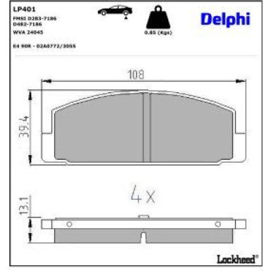 Delphi Bremsbelagsatz, Scheibenbremse LP401