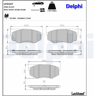 Delphi Bremsbelagsatz, Scheibenbremse LP2227