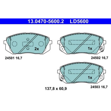 Bremsbelagsatz, Scheibenbremse ATE Ceramic 13.0470-5600.2 Bremsbelagsatz, Scheibenbremse ATE Ceramic 13.0470-5600.2