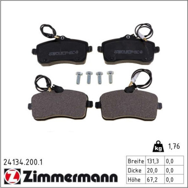 Zimmermann Bremsbelagsatz, Scheibenbremse 24134.200.1 Zimmermann Bremsbelagsatz, Scheibenbremse 24134.200.1
