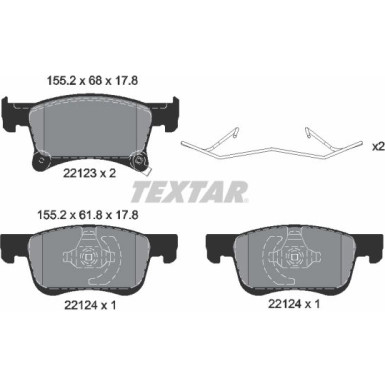 Textar Bremsbelagsatz, Scheibenbremse Q+ 2212301 Textar Bremsbelagsatz, Scheibenbremse Q+ 2212301