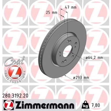 Zimmermann Bremsscheibe Coat Z 280.3192.20