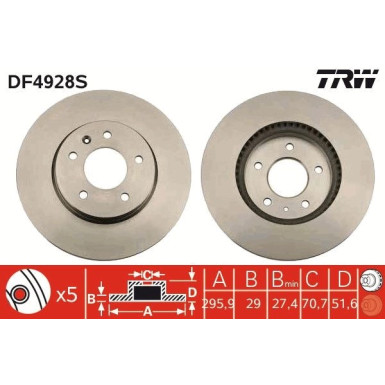 Bremsscheibe TRW SINGLE DF4928S Bremsscheibe TRW SINGLE DF4928S