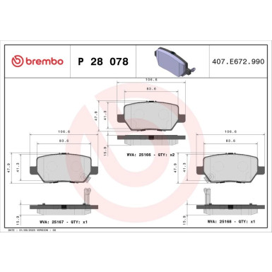 Brembo Bremsbelagsatz, Scheibenbremse PRIME LINE P 28 078