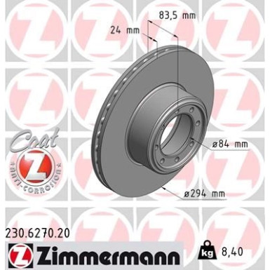 Zimmermann Bremsscheibe Coat Z 230.6270.20 Zimmermann Bremsscheibe Coat Z 230.6270.20
