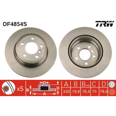 Bremsscheibe TRW SINGLE DF4854S Bremsscheibe TRW SINGLE DF4854S