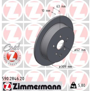 Zimmermann Bremsscheibe Coat Z 590.2846.20 Zimmermann Bremsscheibe Coat Z 590.2846.20