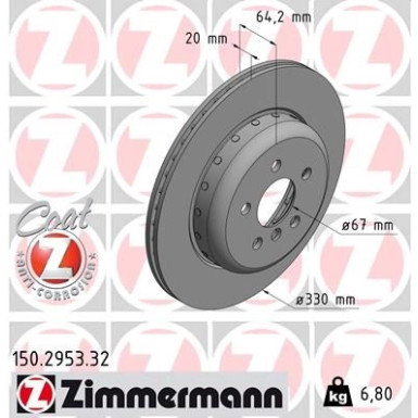 Zimmermann Bremsscheibe FORMULA F 150.2953.32 Zimmermann Bremsscheibe FORMULA F 150.2953.32
