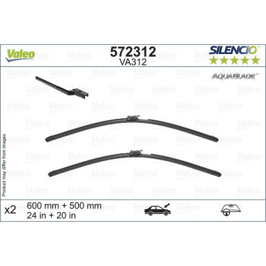 Valeo Wischblatt Scheibenwischer SILENCIO AQUABLADE SET 572312