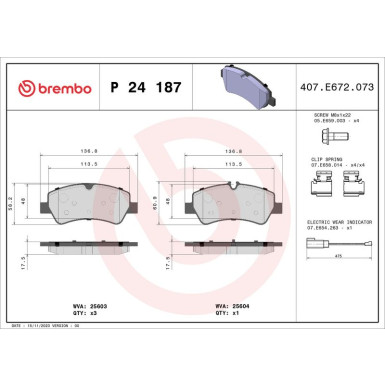 Brembo Bremsbelagsatz, Scheibenbremse PRIME LINE P 24 187