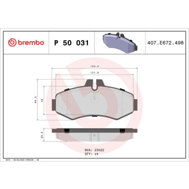 Brembo Bremsbelagsatz, Scheibenbremse PRIME LINE P 50 031 Brembo Bremsbelagsatz, Scheibenbremse PRIME LINE P 50 031