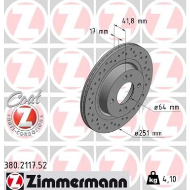 Zimmermann Bremsscheibe SPORT Z 380.2117.52 Zimmermann Bremsscheibe SPORT Z 380.2117.52