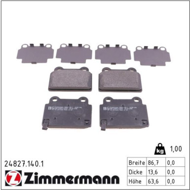 Zimmermann Bremsbelagsatz, Scheibenbremse 24827.140.1