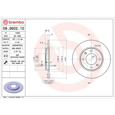 Brembo Bremsscheibe PRIME LINE 08.9602.10 Brembo Bremsscheibe PRIME LINE 08.9602.10