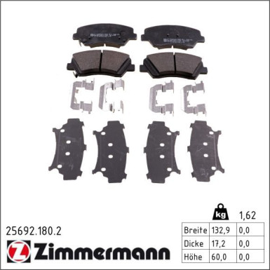 Zimmermann Bremsbelagsatz, Scheibenbremse 25692.180.2 Zimmermann Bremsbelagsatz, Scheibenbremse 25692.180.2