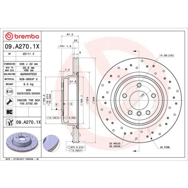 Brembo Bremsscheibe XTRA LINE - Xtra 09.A270.1X Brembo Bremsscheibe XTRA LINE - Xtra 09.A270.1X