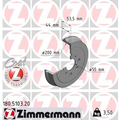 Zimmermann Bremstrommel Coat Z 180.5103.20