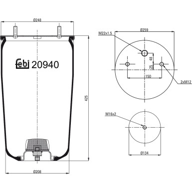 FEBI BILSTEIN 20940 Federbalg, Luftfederung FEBI BILSTEIN 20940 Federbalg, Luftfederung