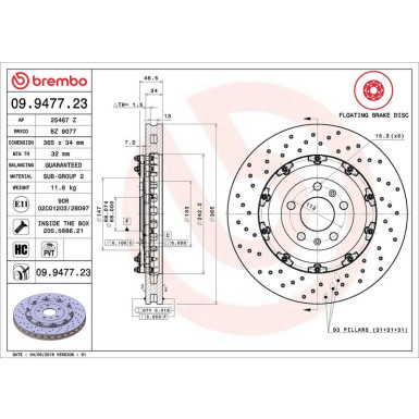 Brembo Bremsscheibe PRIME LINE - Floating 09.9477.23 Brembo Bremsscheibe PRIME LINE - Floating 09.9477.23