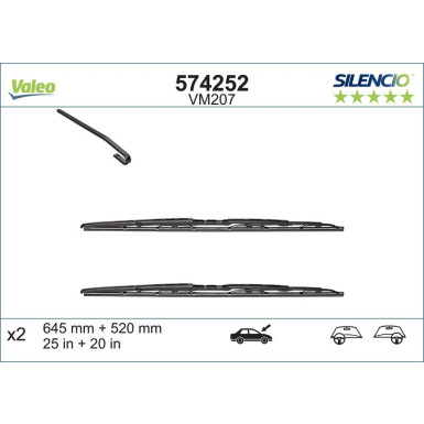 Valeo Wischblatt Scheibenwischer SILENCIO CONVENTIONAL SET 574252
