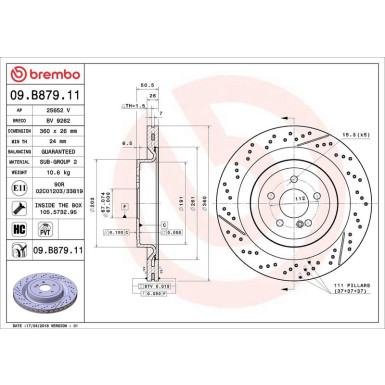 Brembo Bremsscheibe PRIME LINE - UV Coated 09.B879.11 Brembo Bremsscheibe PRIME LINE - UV Coated 09.B879.11
