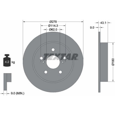 Textar Bremsscheibe 92222300 Textar Bremsscheibe 92222300