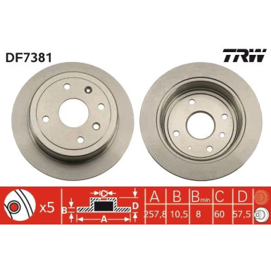 TRW Bremsscheibe DF7381 TRW Bremsscheibe DF7381
