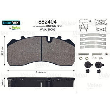 Valeo Bremsbelagsatz, Scheibenbremse SMARTPACK 882404