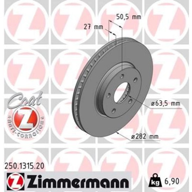 Zimmermann Bremsscheibe Coat Z 250.1315.20 Zimmermann Bremsscheibe Coat Z 250.1315.20