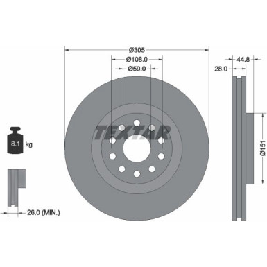 Textar Bremsscheibe 92115800 Textar Bremsscheibe 92115800