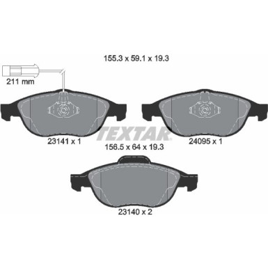 Textar Bremsbelagsatz, Scheibenbremse Q+ 2314101 Textar Bremsbelagsatz, Scheibenbremse Q+ 2314101