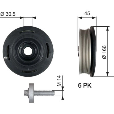 Gates Riemenscheibe, Kurbelwelle DriveAlign™ TVD1041A