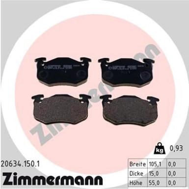 Zimmermann Bremsbelagsatz, Scheibenbremse 20634.150.1 Zimmermann Bremsbelagsatz, Scheibenbremse 20634.150.1