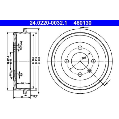 ATE Bremstrommel 24.0220-0032.1