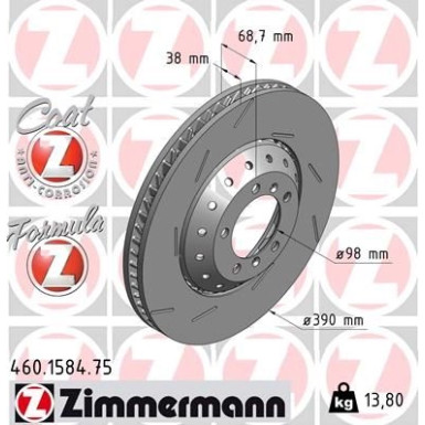 Zimmermann Bremsscheibe Formula Z 460.1584.75 Zimmermann Bremsscheibe Formula Z 460.1584.75