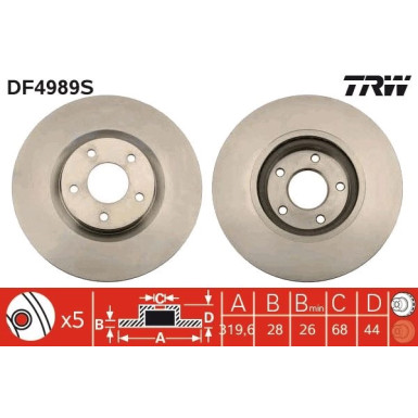 Bremsscheibe TRW SINGLE DF4989S