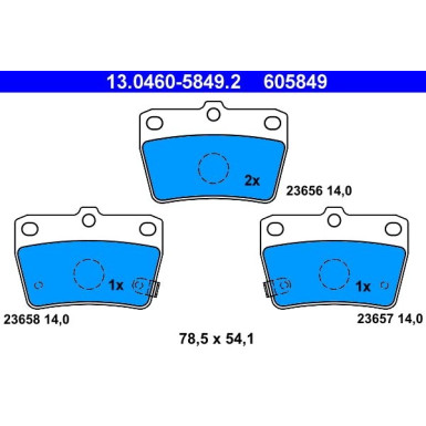 ATE Bremsbelagsatz, Scheibenbremse 13.0460-5849.2 ATE Bremsbelagsatz, Scheibenbremse 13.0460-5849.2