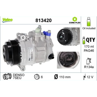 Valeo Kompressor, Klimaanlage VALEO CORE-FLEX 813420