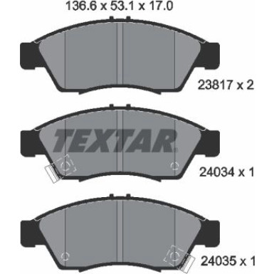 Textar Bremsbelagsatz, Scheibenbremse 2381701