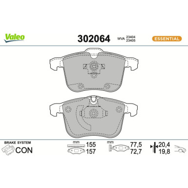 Valeo Bremsbelagsatz, Scheibenbremse ESSENTIAL 302064