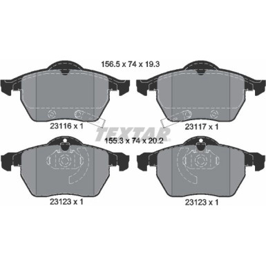 Textar Bremsbelagsatz, Scheibenbremse Q+ 2311701 Textar Bremsbelagsatz, Scheibenbremse Q+ 2311701