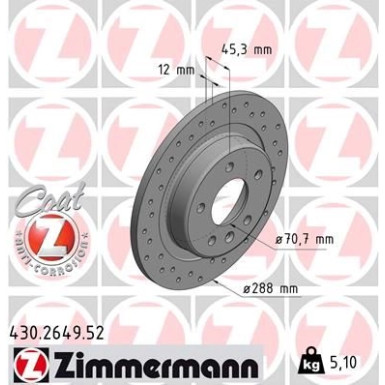 Zimmermann Bremsscheibe SPORT Z 430.2649.52 Zimmermann Bremsscheibe SPORT Z 430.2649.52