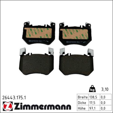 Zimmermann Bremsbelagsatz, Scheibenbremse 26443.175.1
