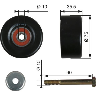 Gates Umlenk-/Führungsrolle, Keilrippenriemen DriveAlign™ T36357