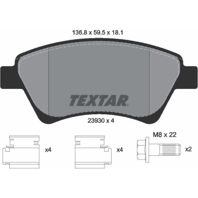 Textar Bremsbelagsatz, Scheibenbremse Q+ 2393001 Textar Bremsbelagsatz, Scheibenbremse Q+ 2393001