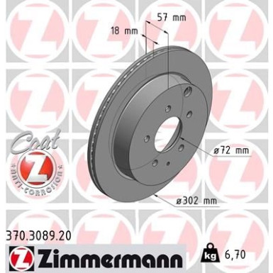 Zimmermann Bremsscheibe Coat Z 370.3089.20