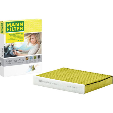 MANN-FILTER FP 2433 Innenraumfilter FreciousPlus Aktivkohlefilter mit Polyphenol, antibakteriell, Feinstaubfilter (PM 2.5)