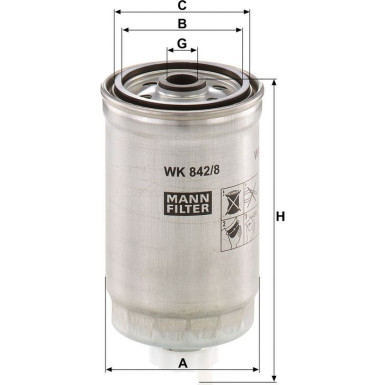 Mann-Filter Kraftstofffilter WK 842/8 Mann-Filter Kraftstofffilter WK 842/8