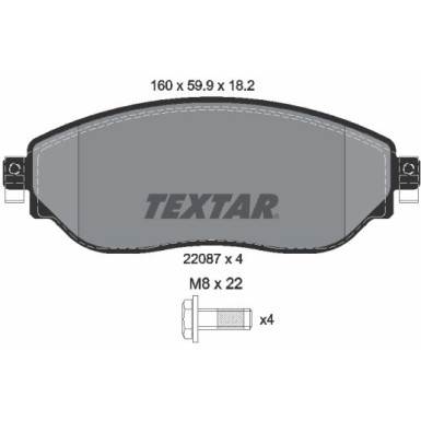Textar Bremsbelagsatz, Scheibenbremse Q+ 2208701 Textar Bremsbelagsatz, Scheibenbremse Q+ 2208701